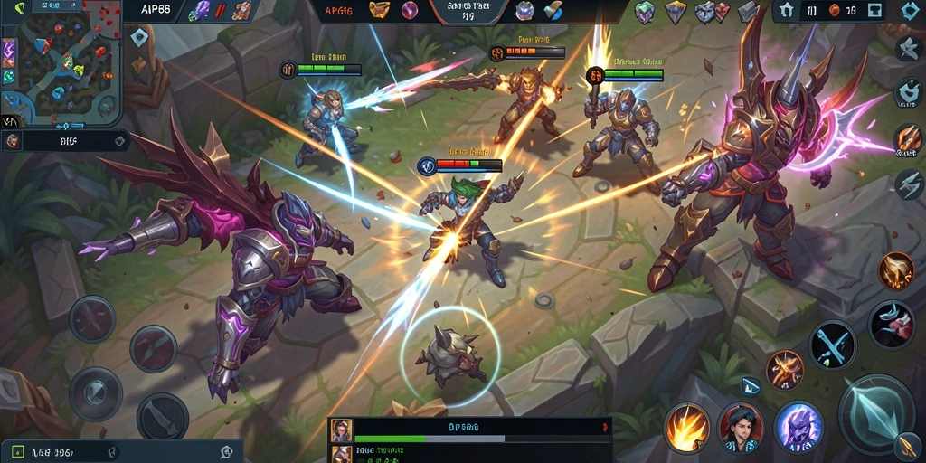 Tangkapan layar gameplay AP686 menampilkan pertempuran seru dalam MOBA.