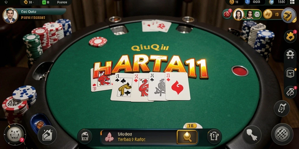 Screenshot HARTA11 menampilkan aksi seru permainan QiuQiu.