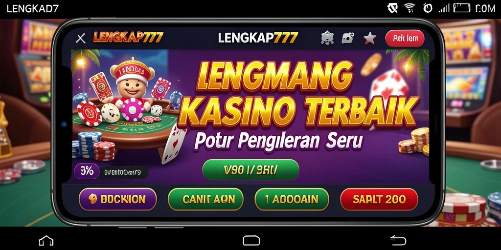 Tampilan utama gameplay LENGKAP777 dengan grafis kasino yang menarik.