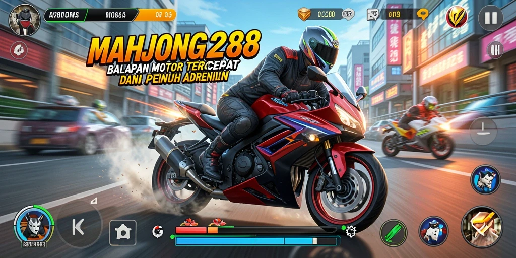 Tampilan aksi balapan motor yang seru dan penuh kecepatan.