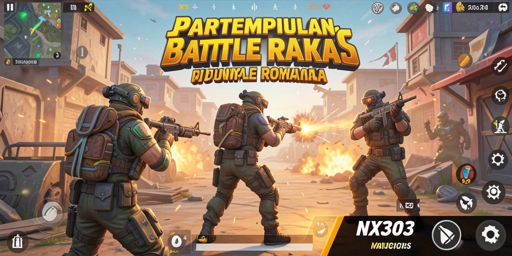 Screenshot gameplay NX303 yang menampilkan aksi pertempuran Battle Royale.