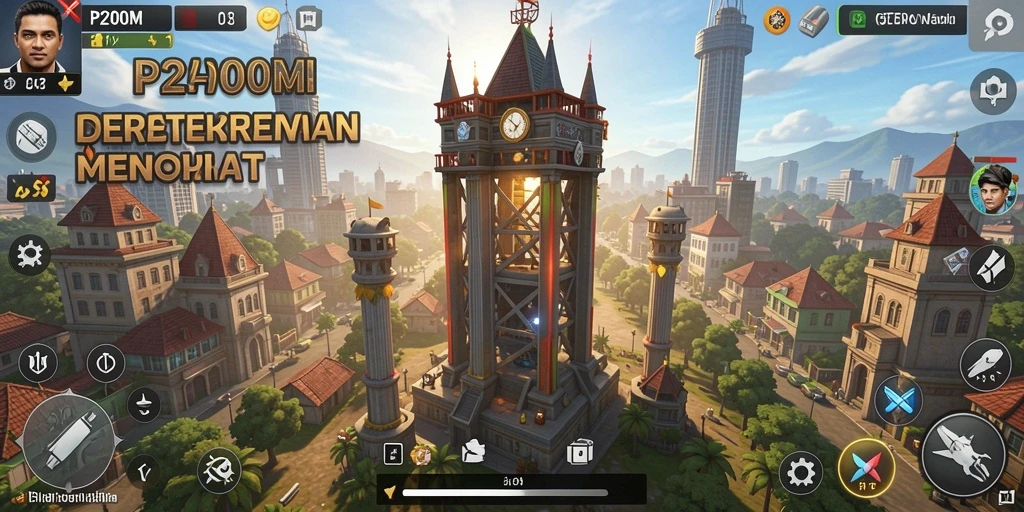 Screenshot gameplay menunjukkan pertahanan strategis P200M.