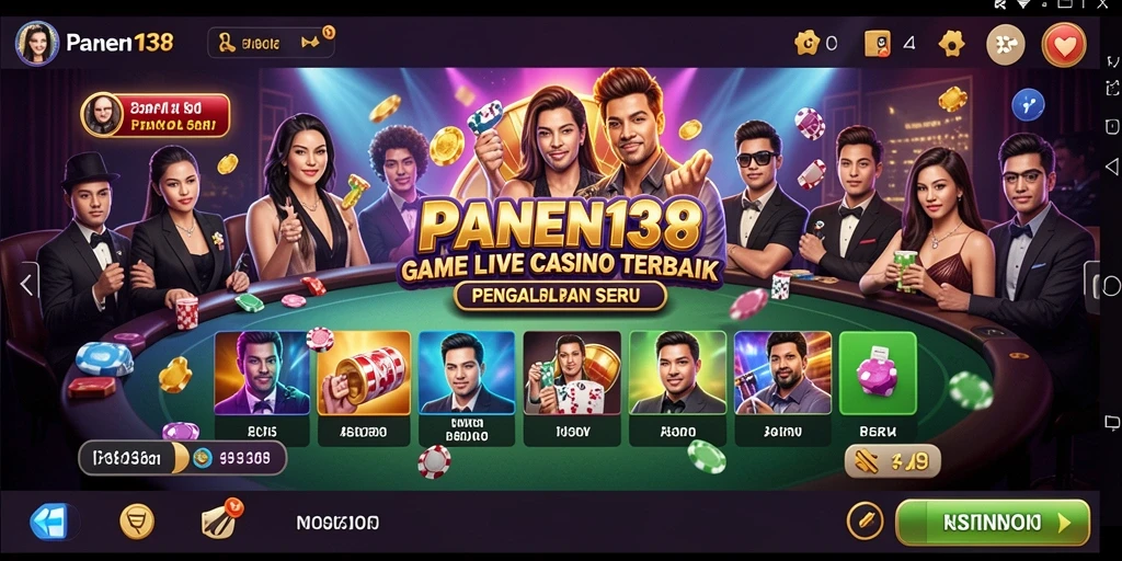 Screenshot gameplay PANEN138 yang menampilkan dealer dan interaksi pemain.