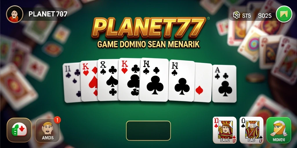 Tampilan screenshot utama PLANET77 menampilkan gameplay Domino yang menegangkan.
