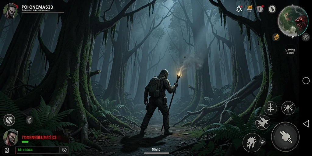 Gameplay POHONEMAS33 yang mencekam di tengah hutan angker.