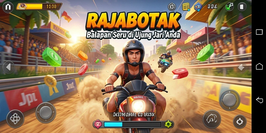 Gameplay balapan seru di RAJABOTAK dengan grafis mengesankan.