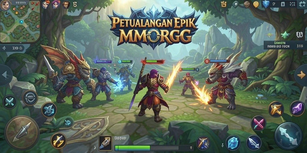 Screenshot T6 menampilkan pertarungan epik di dunia MMORPG yang fantastis.
