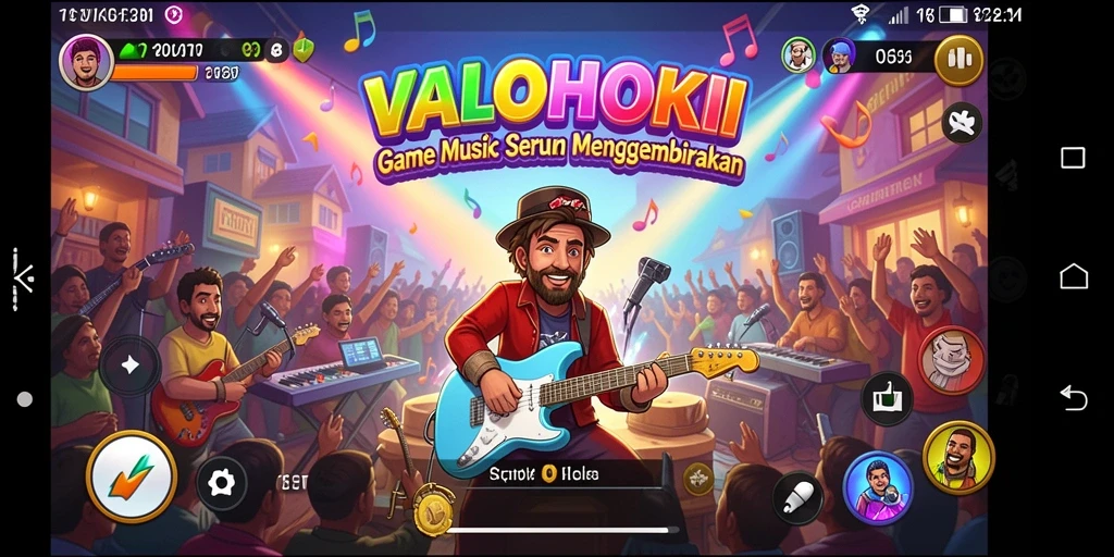 Screenshot menunjukkan pemain yang menikmati gameplay musik yang seru.