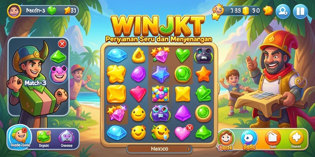 Tampilan gameplay seru di WINJKT dengan kombinasi blok warna-warni.